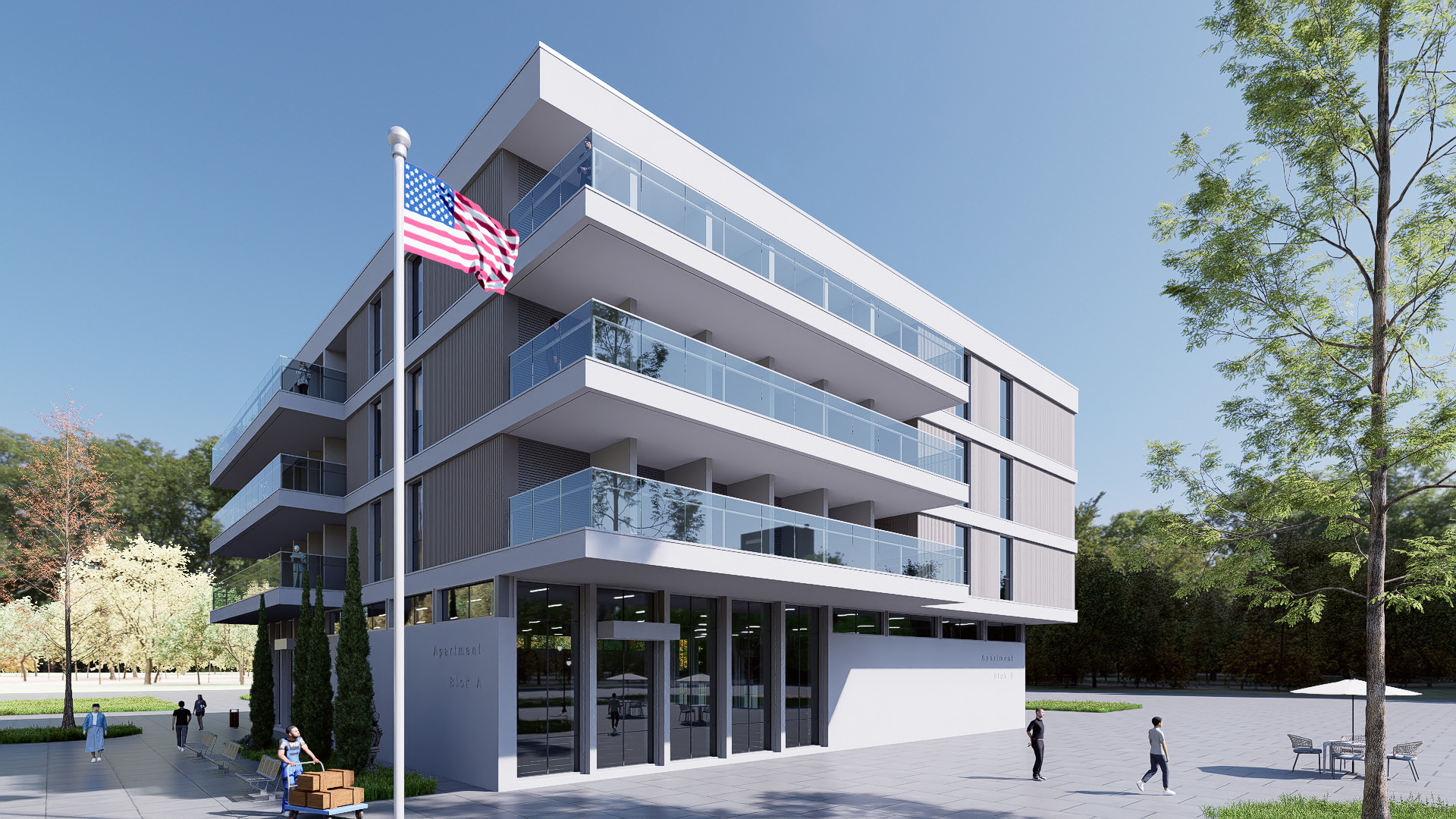 apartment building realistic Low-poly 3D model_10