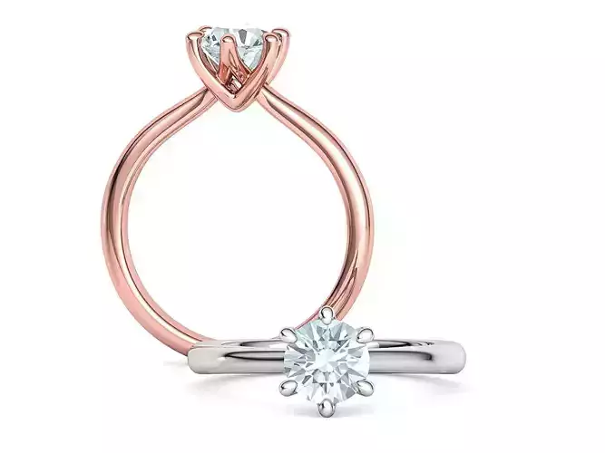 Evelyn 1ct Stone 6claw Solitaire Engagement Ring 3dprint model