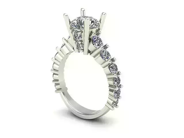 Engagement Ring With Many Round Diamond On It