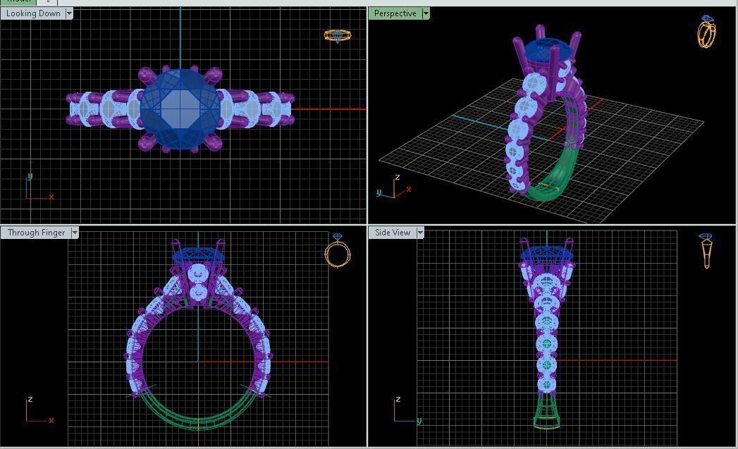 Engagement Ring With Many Round Diamond On It 3D model_3