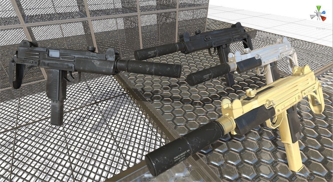 Unity3D 5 - 4 PBR Gun package - Low-poly 3D model_3