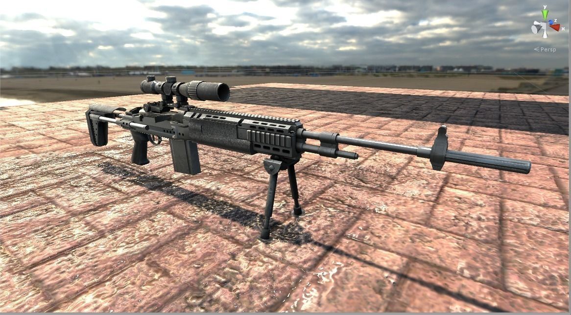 Unity3D 5 - 4 PBR Gun package - Low-poly 3D model_2