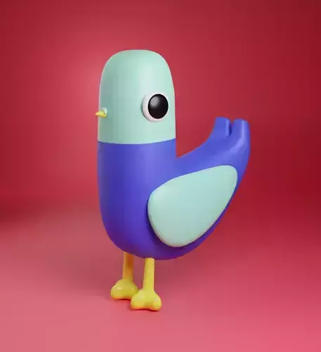 Cute Stylized 3D Bird Low Poly