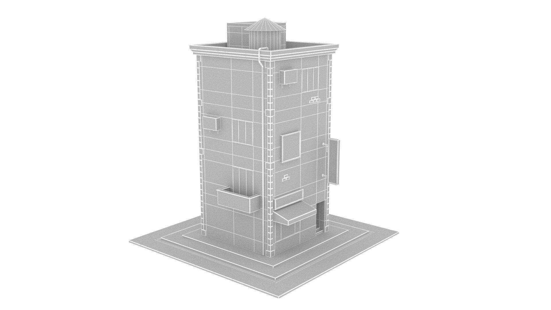 Building cartoon Low-poly 3D model_8