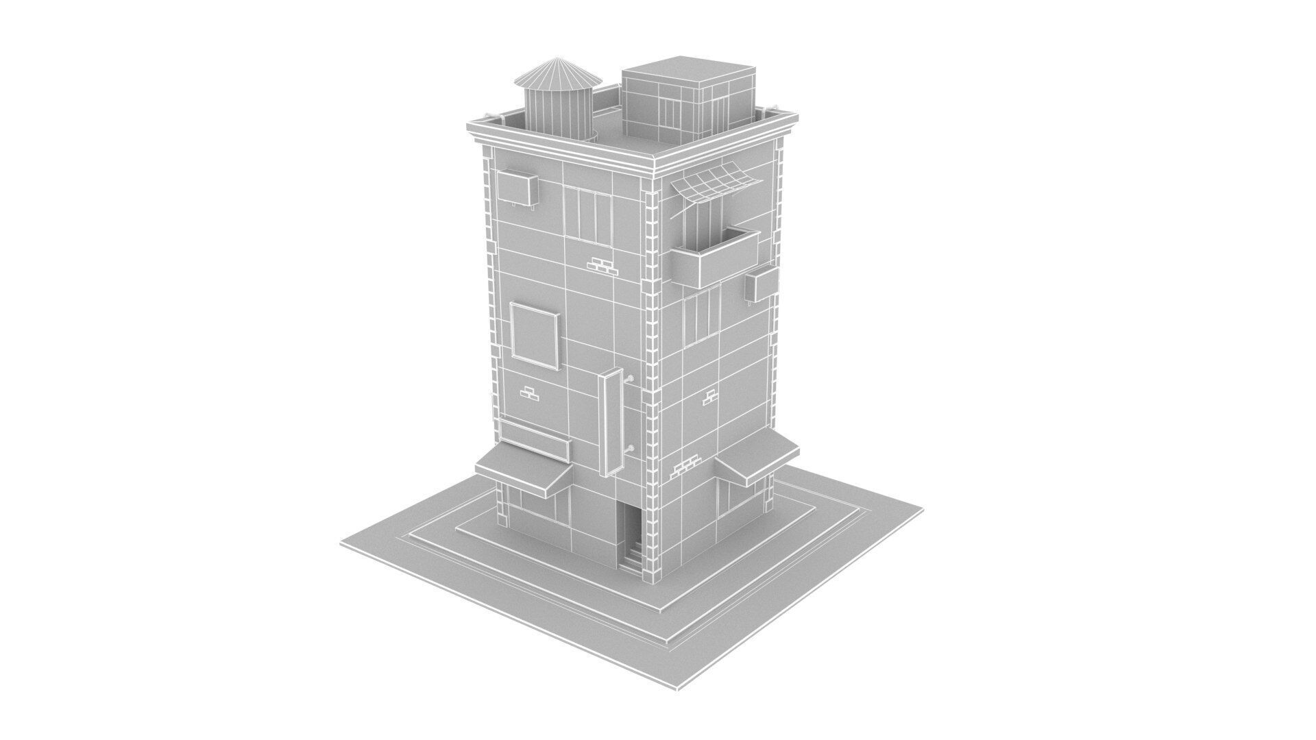 Building cartoon Low-poly 3D model_10