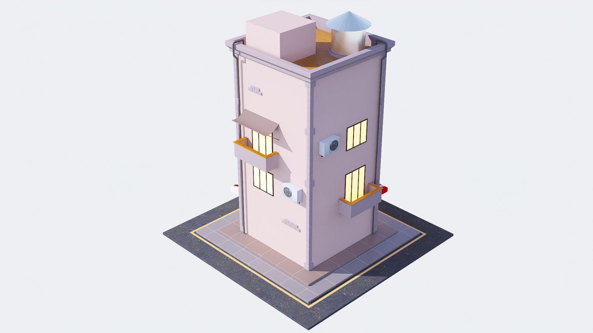 Building cartoon Low-poly 3D model_2