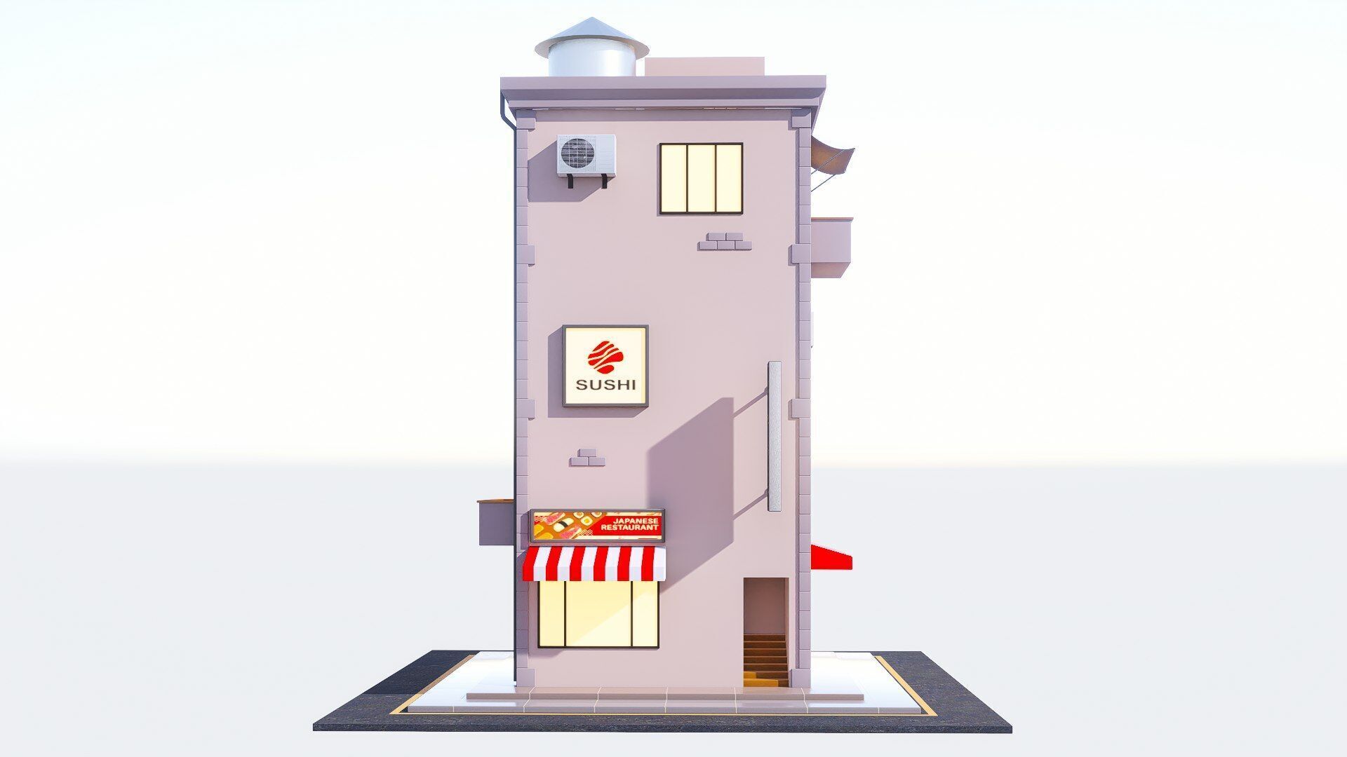 Building cartoon Low-poly 3D model_4