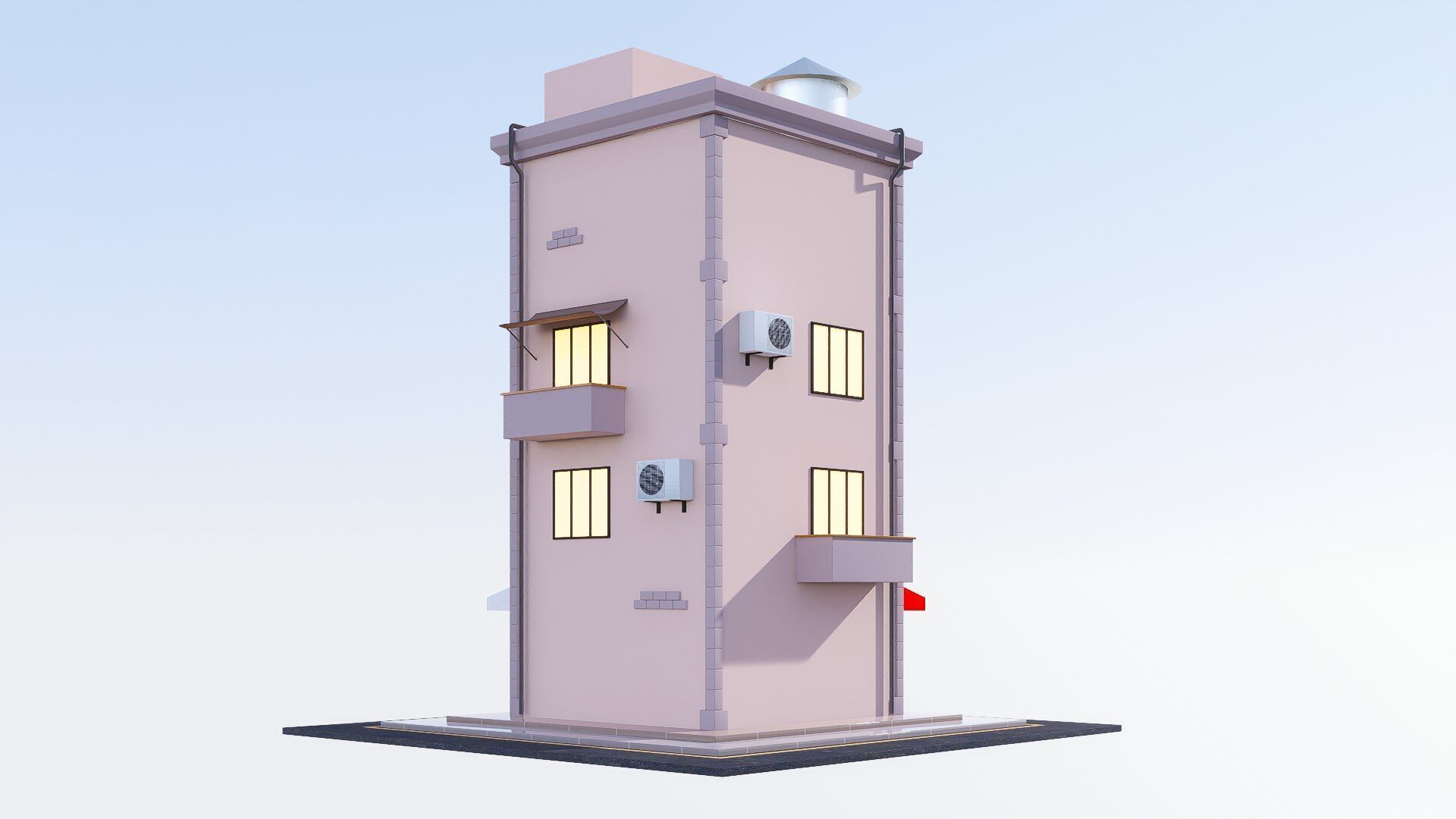 Building cartoon Low-poly 3D model_6