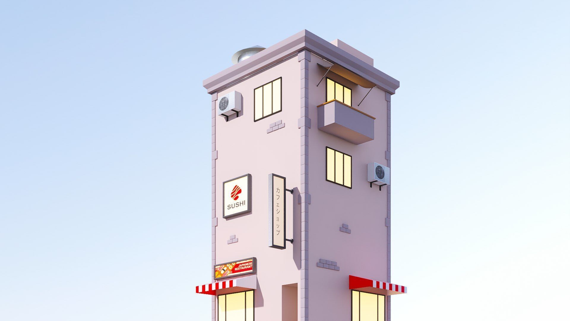 Building cartoon Low-poly 3D model_7