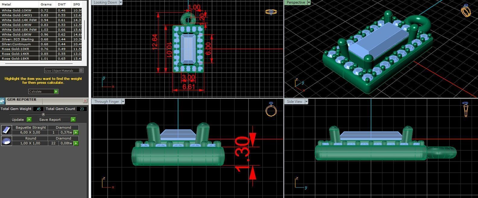 Pendant necklace with a gemstone Baguette Straight 3D model 3D print model_14