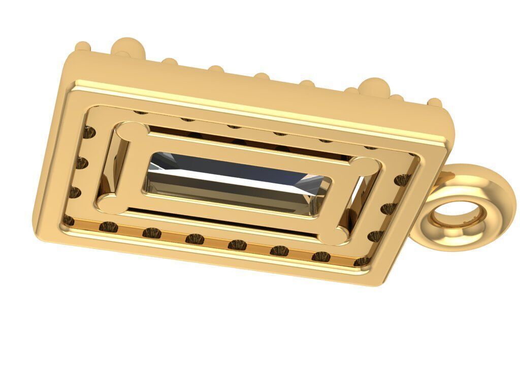 Pendant necklace with a gemstone Baguette Straight 3D model 3D print model_11