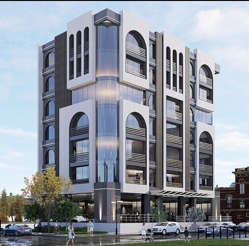 hotel building Low-poly 3D model