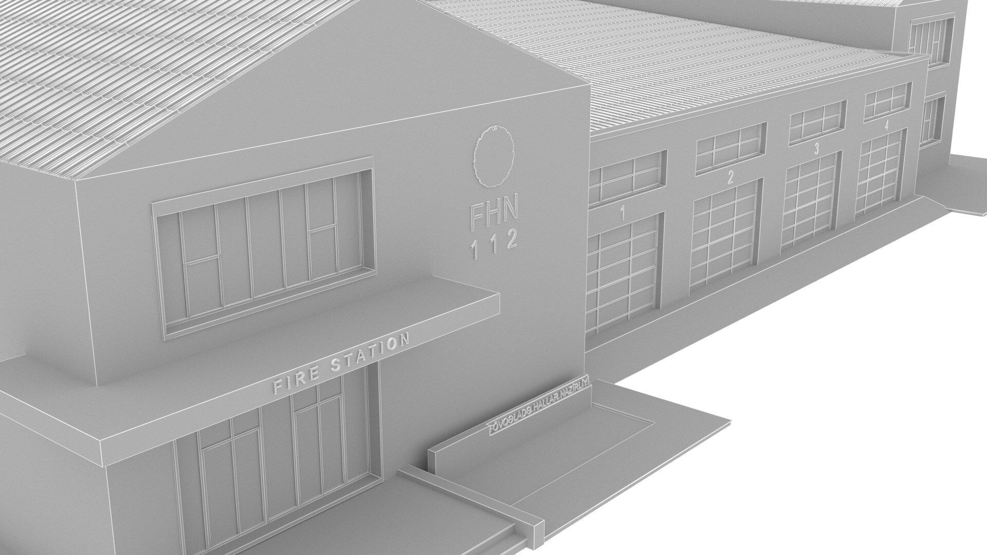 Fire station Low-poly 3D model_6