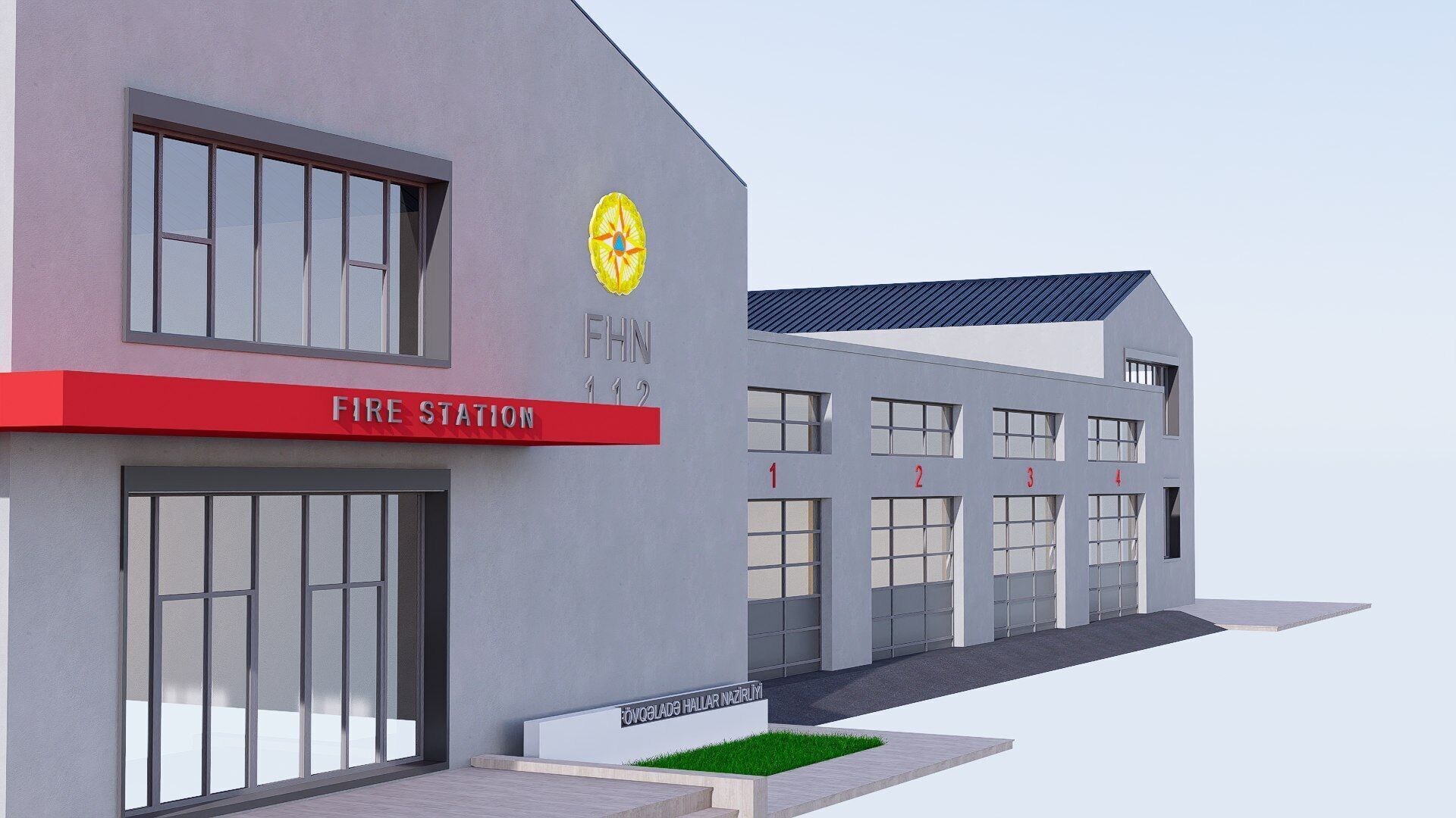 Fire station Low-poly 3D model_4