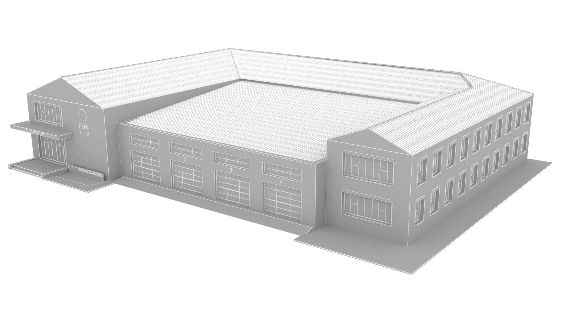 Fire station Low-poly 3D model_7