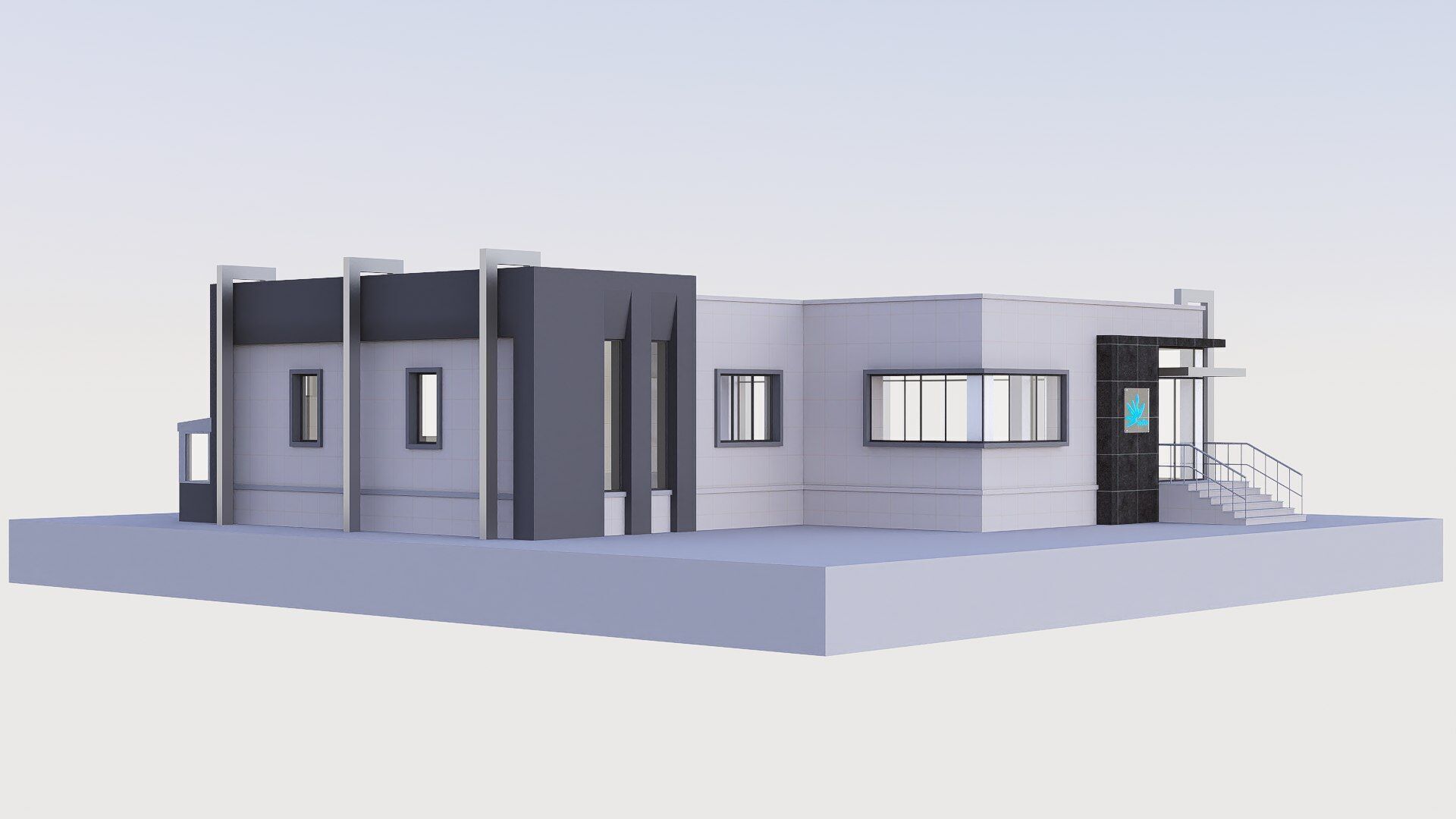 office building Low-poly 3D model_5