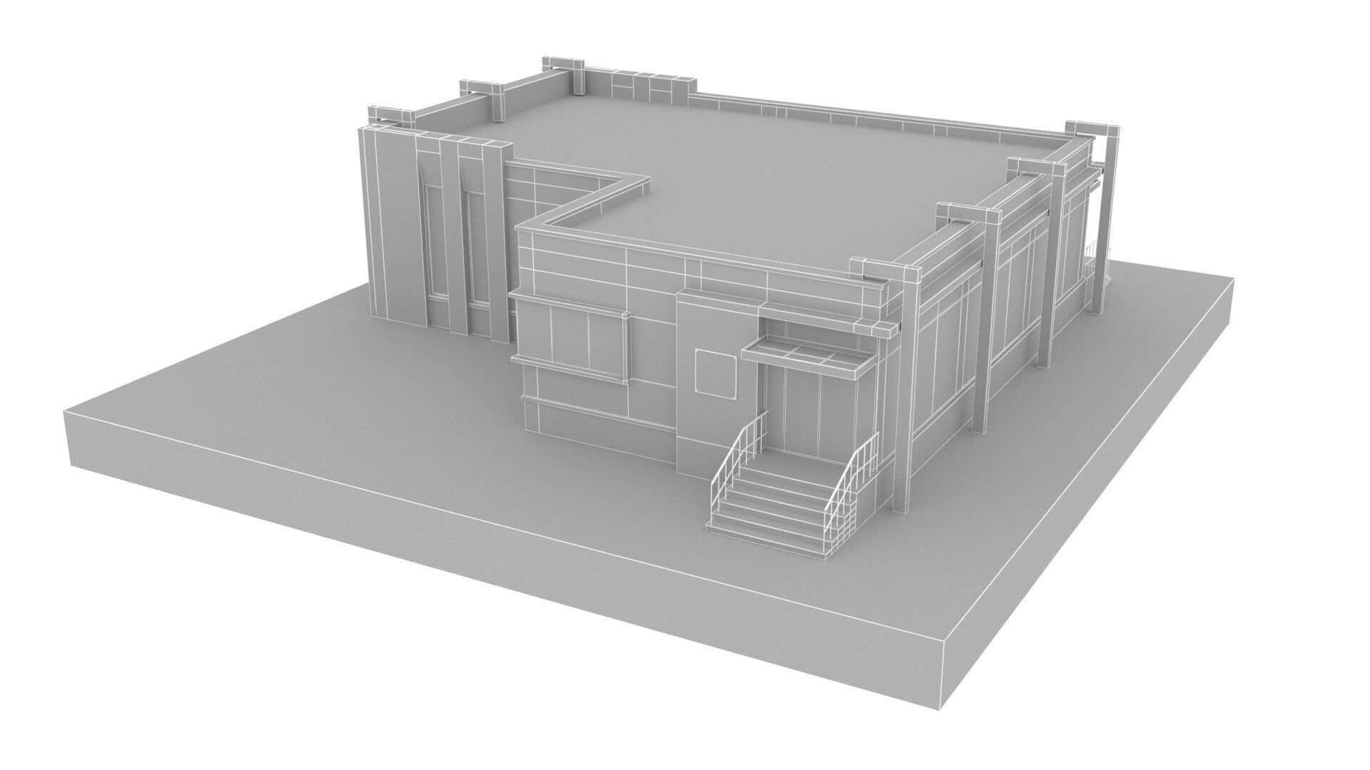 office building Low-poly 3D model_8