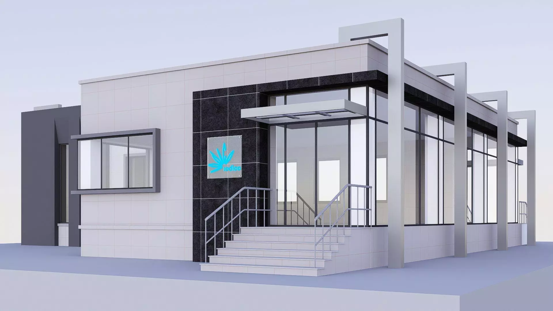 office building Low-poly 3D model_0