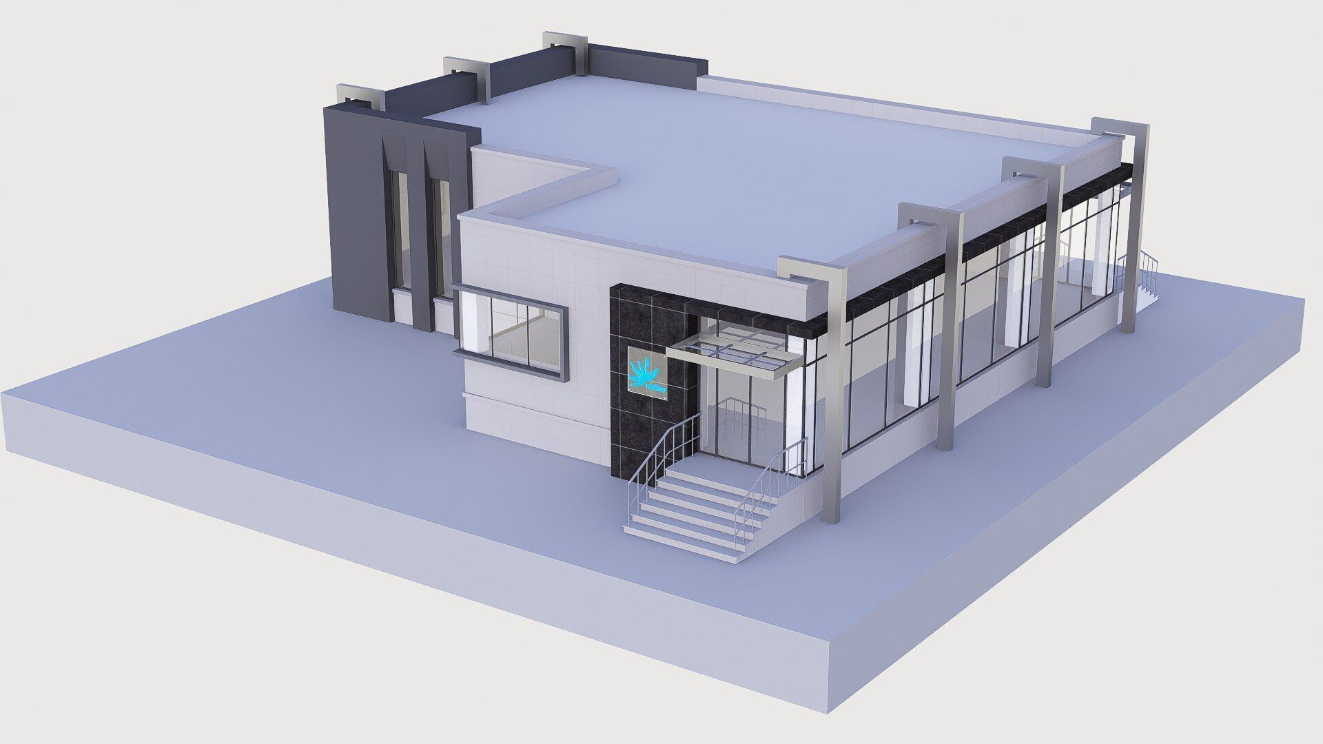office building Low-poly 3D model_1