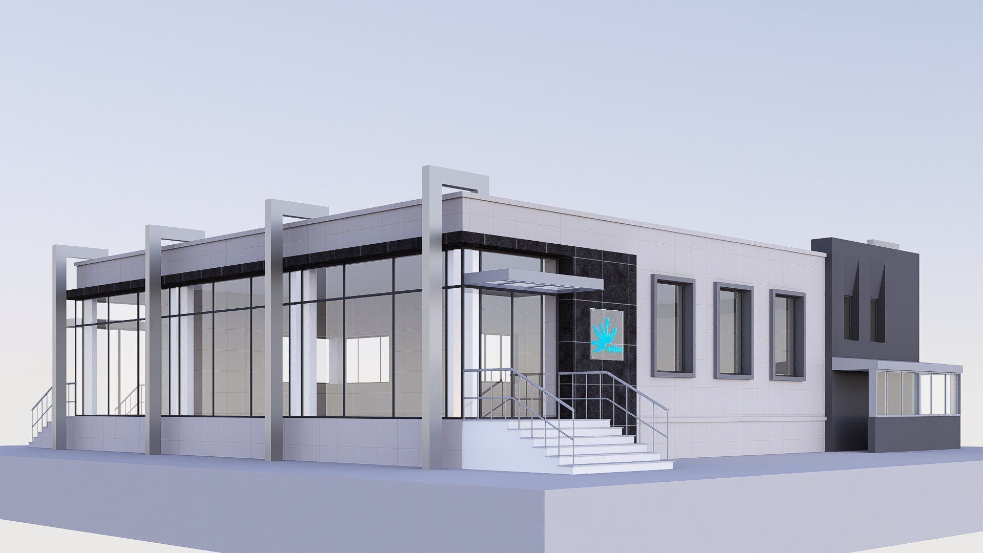 office building Low-poly 3D model_4