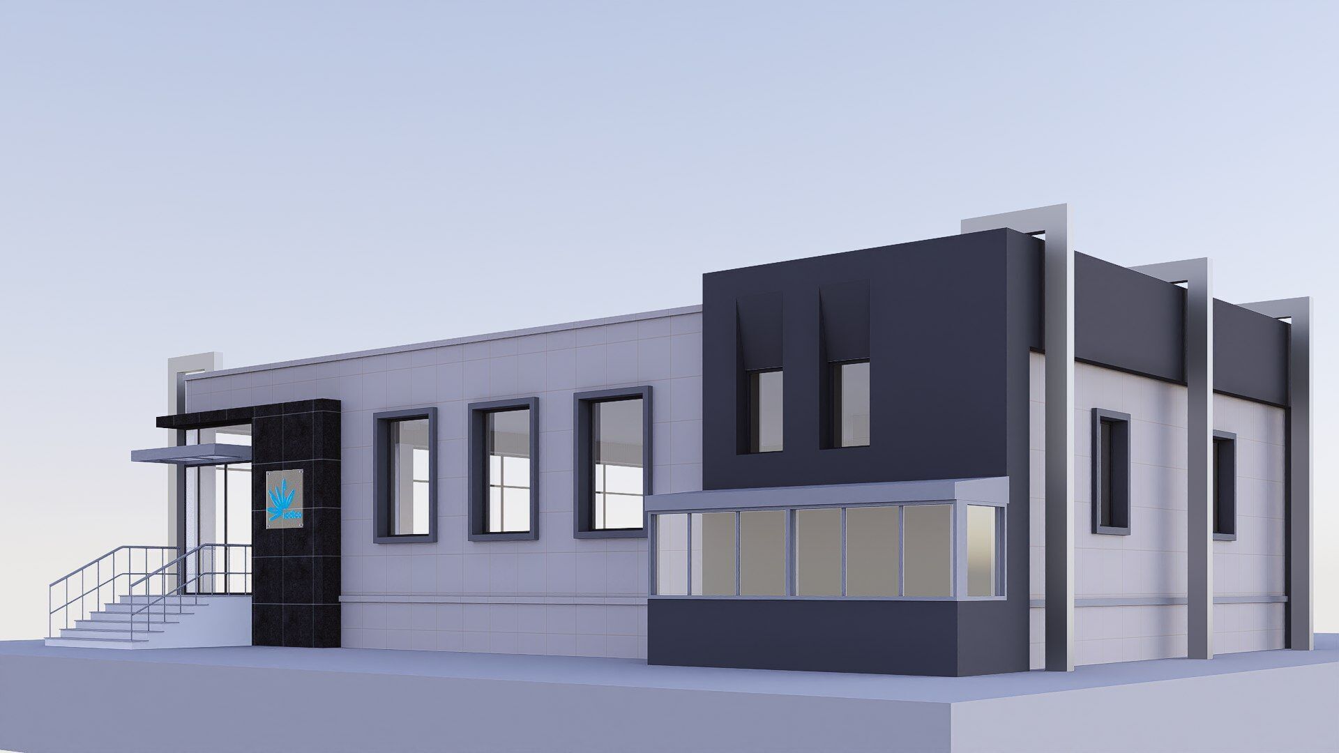 office building Low-poly 3D model_3