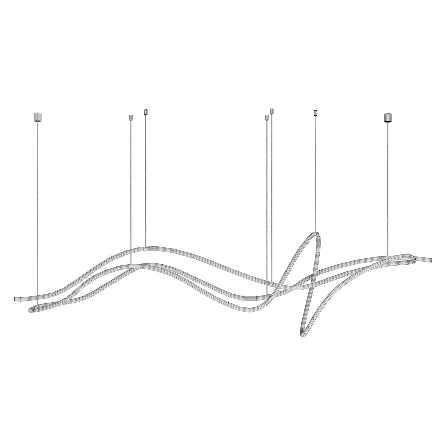 Modern Custom Linear Led Pendant Low-poly 3D model_6