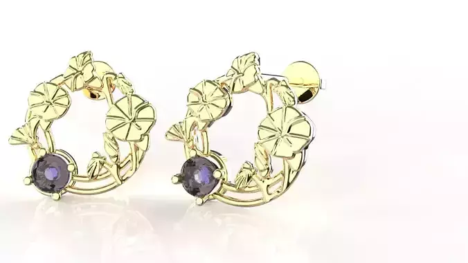 Birthflower Circle Stud Earring September