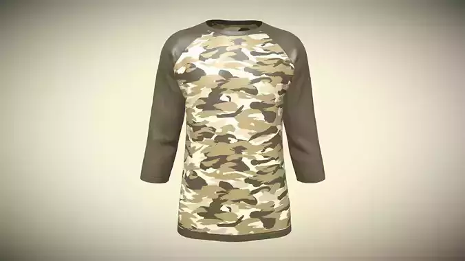 T-Shirt Three Quarter Sleeve In Low Poly