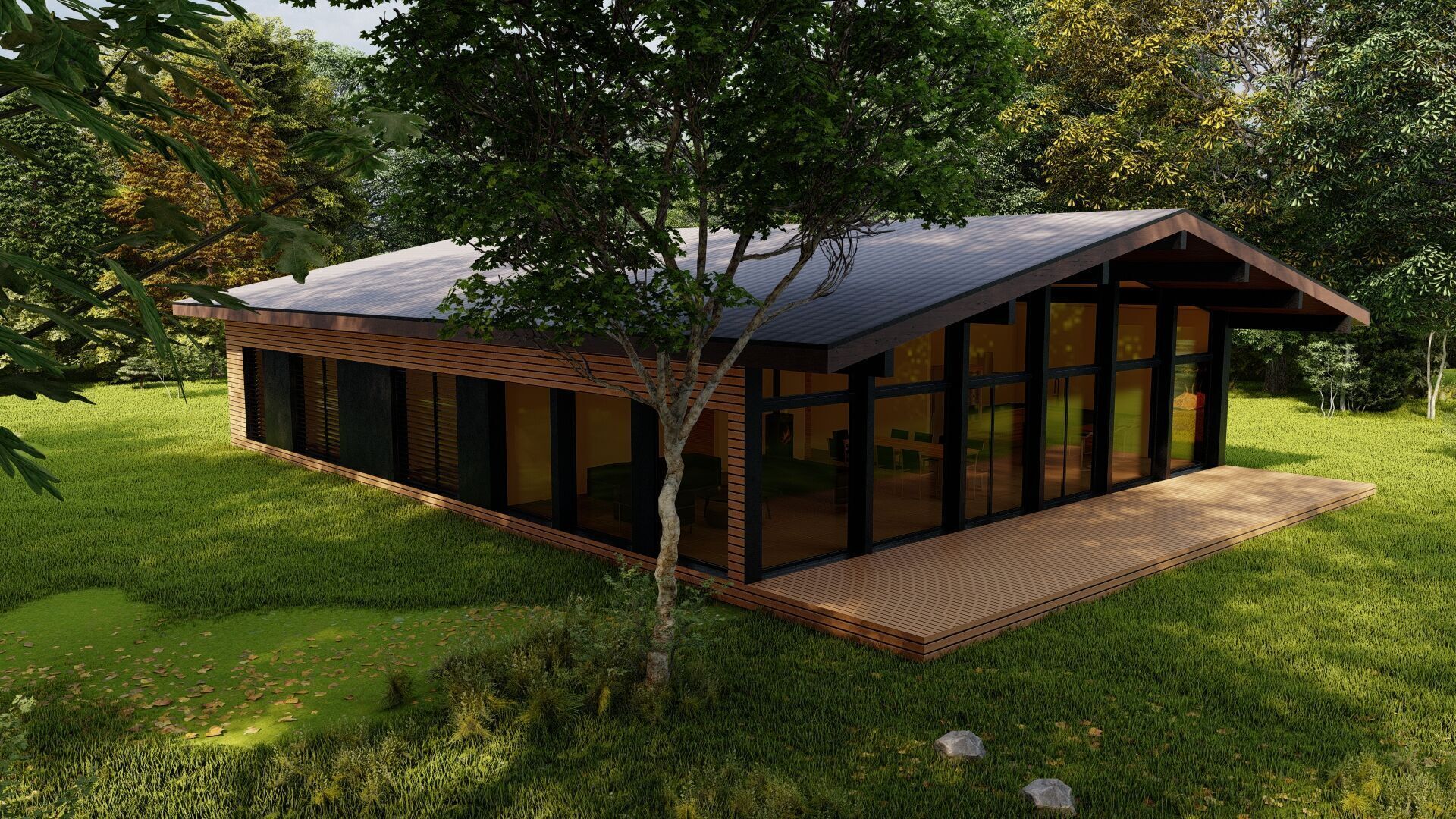 Forest villa-Casa Scene-Modern Villa 3D model_3
