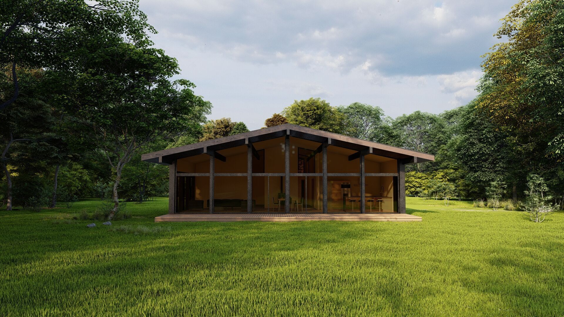 Forest villa-Casa Scene-Modern Villa 3D model_9