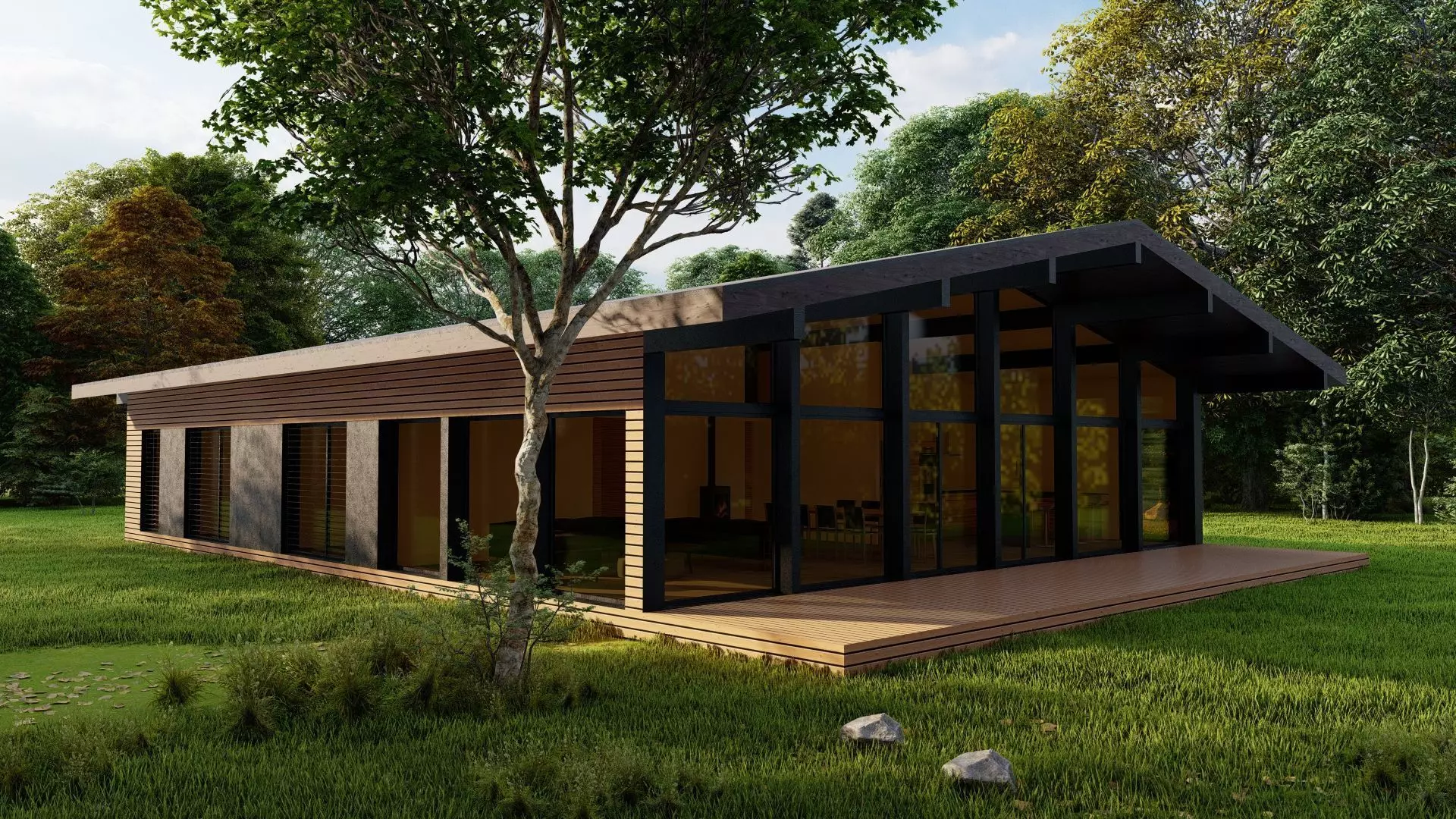 Forest villa-Casa Scene-Modern Villa 3D model_0