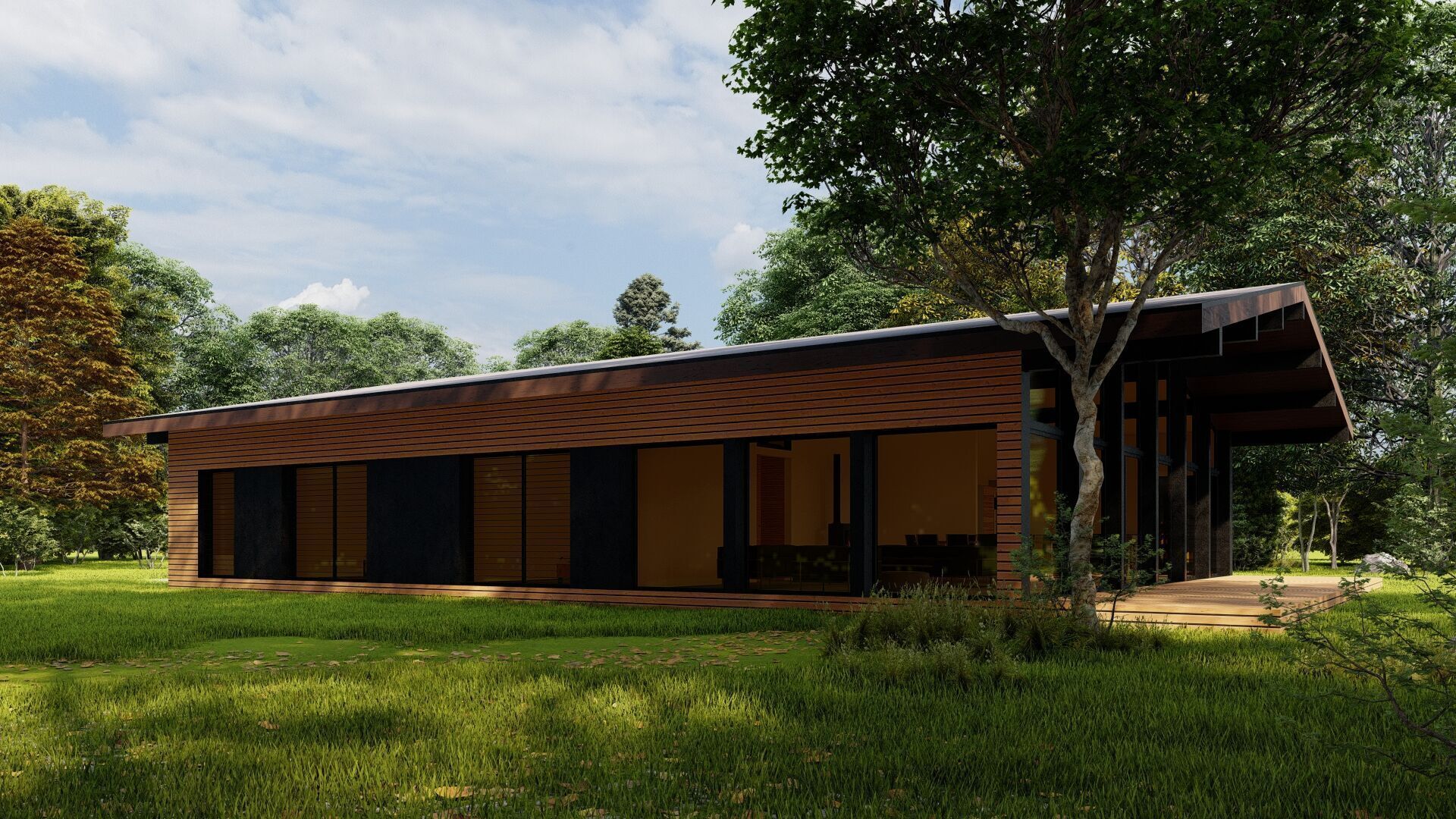 Forest villa-Casa Scene-Modern Villa 3D model_6