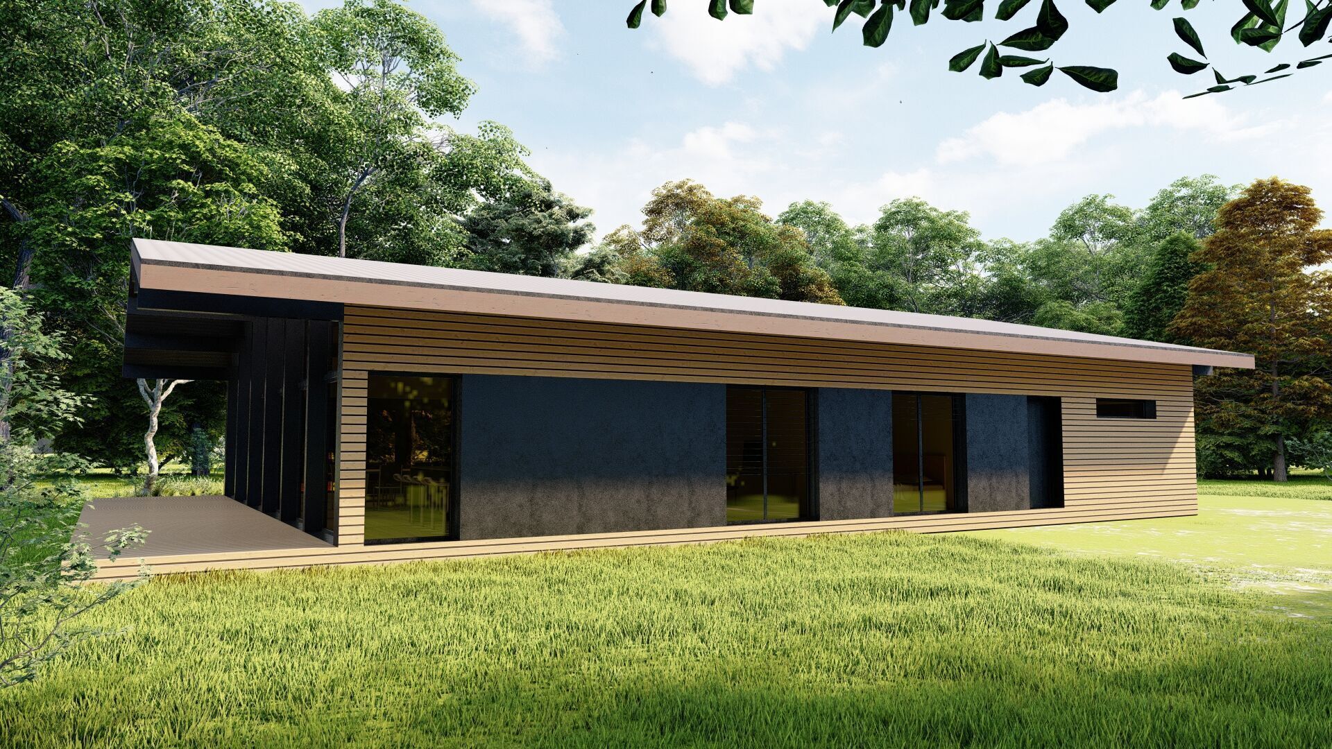 Forest villa-Casa Scene-Modern Villa 3D model_1