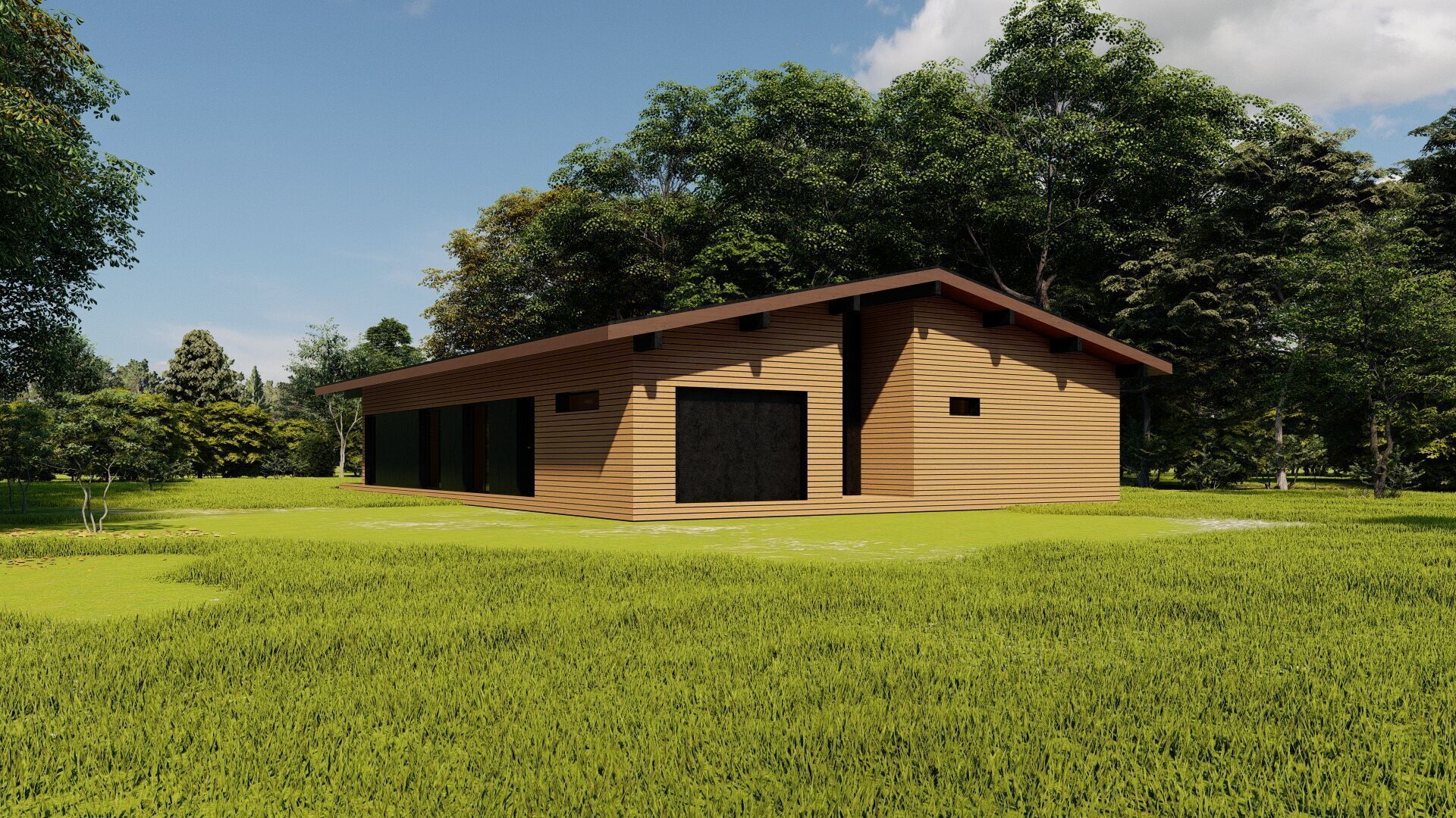 Forest villa-Casa Scene-Modern Villa 3D model_4
