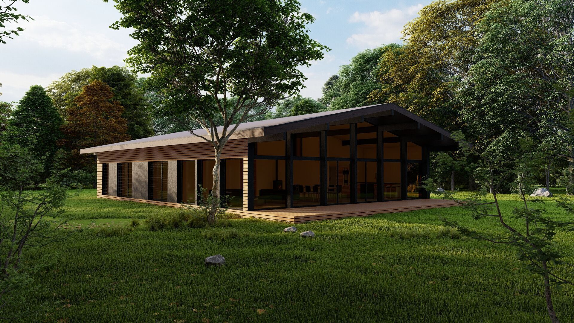 Forest villa-Casa Scene-Modern Villa 3D model_2