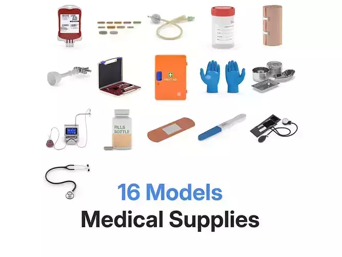 16 Models Medical Supplies Equipment Collection 3D model 16 Models Medical Supplies Equipment Collection 3D model