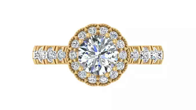 Halo Blue Sapphire and Diamond Engagement Ring