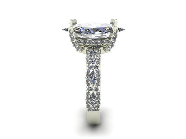 Engagement Ring With Round and Marquise Diamonds 3D model_3