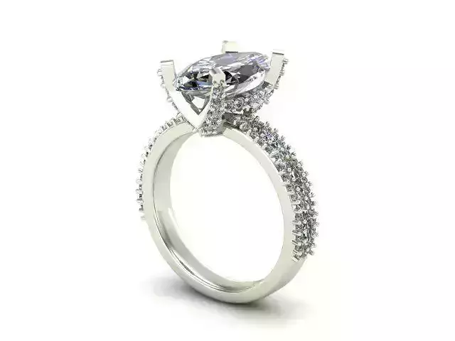 Engagement Ring With Round and Marquise Diamonds 