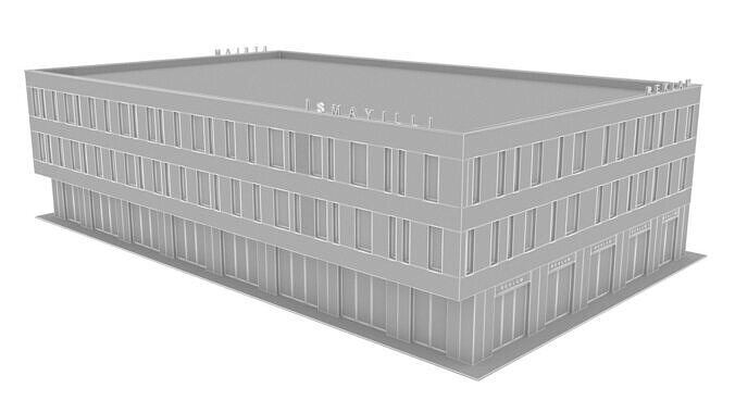 Commercial building Low-poly 3D model 7