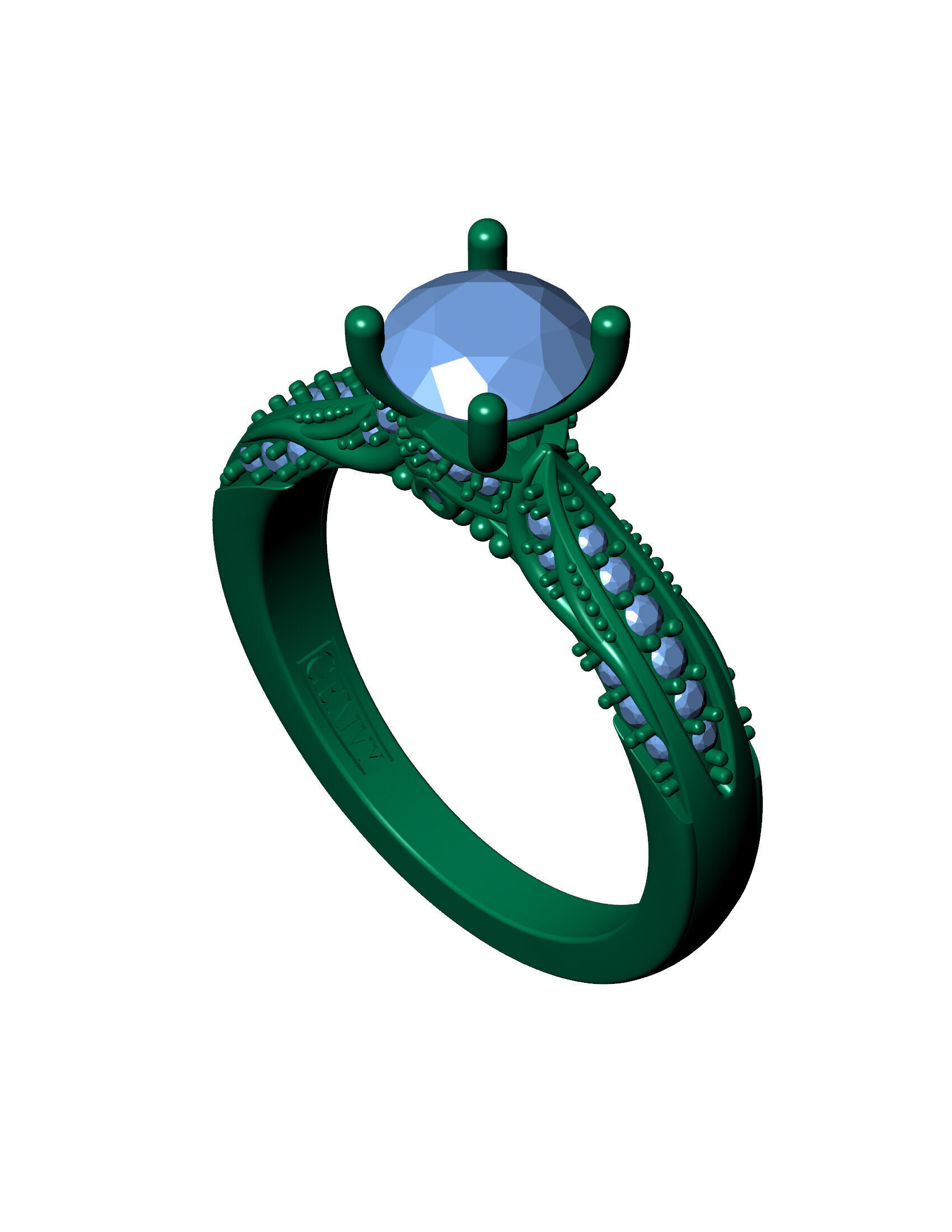Exquisite Blue Sapphire and Diamond Engagement Ring 3D print model_13