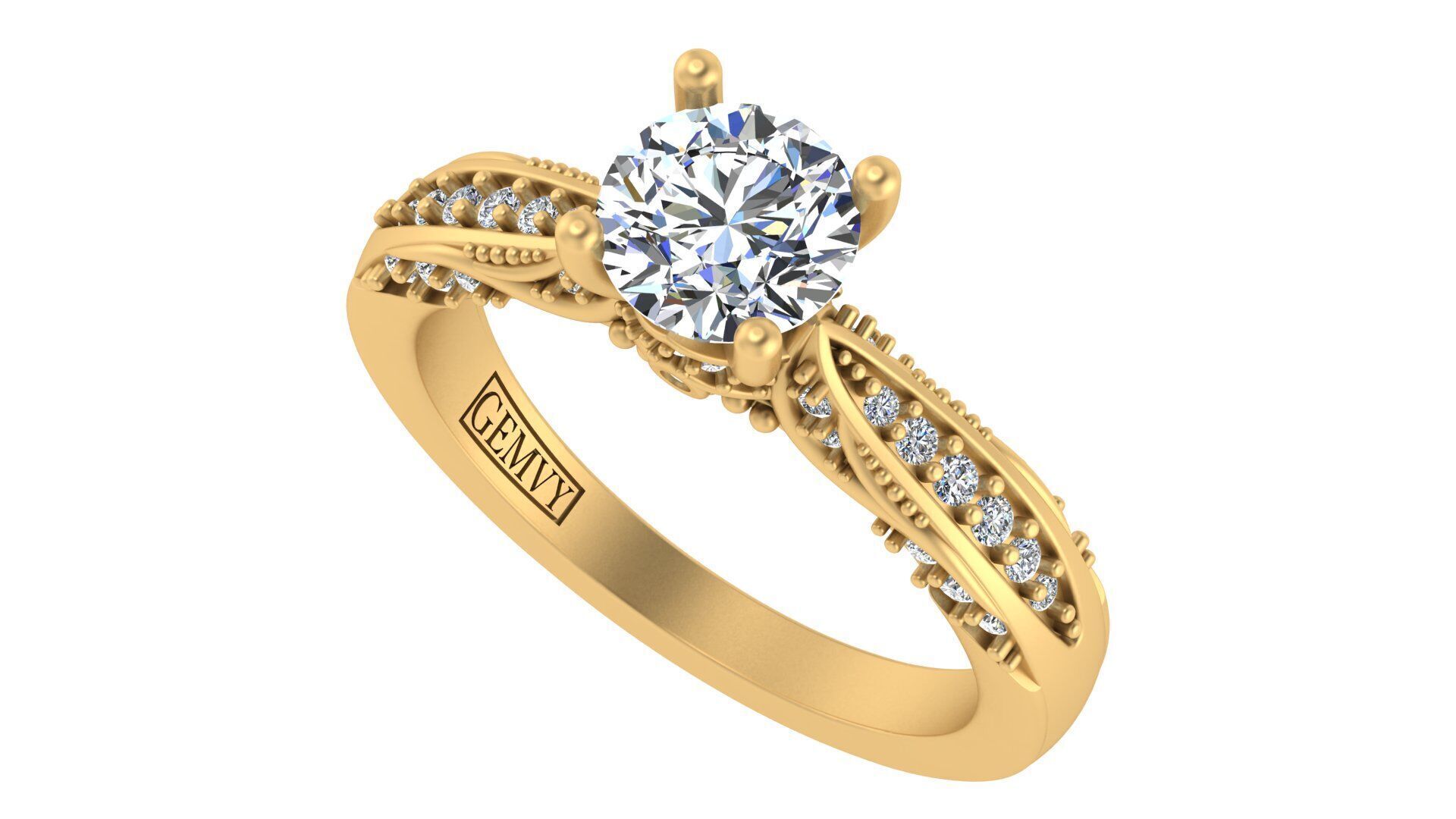 Exquisite Blue Sapphire and Diamond Engagement Ring 3D print model_28