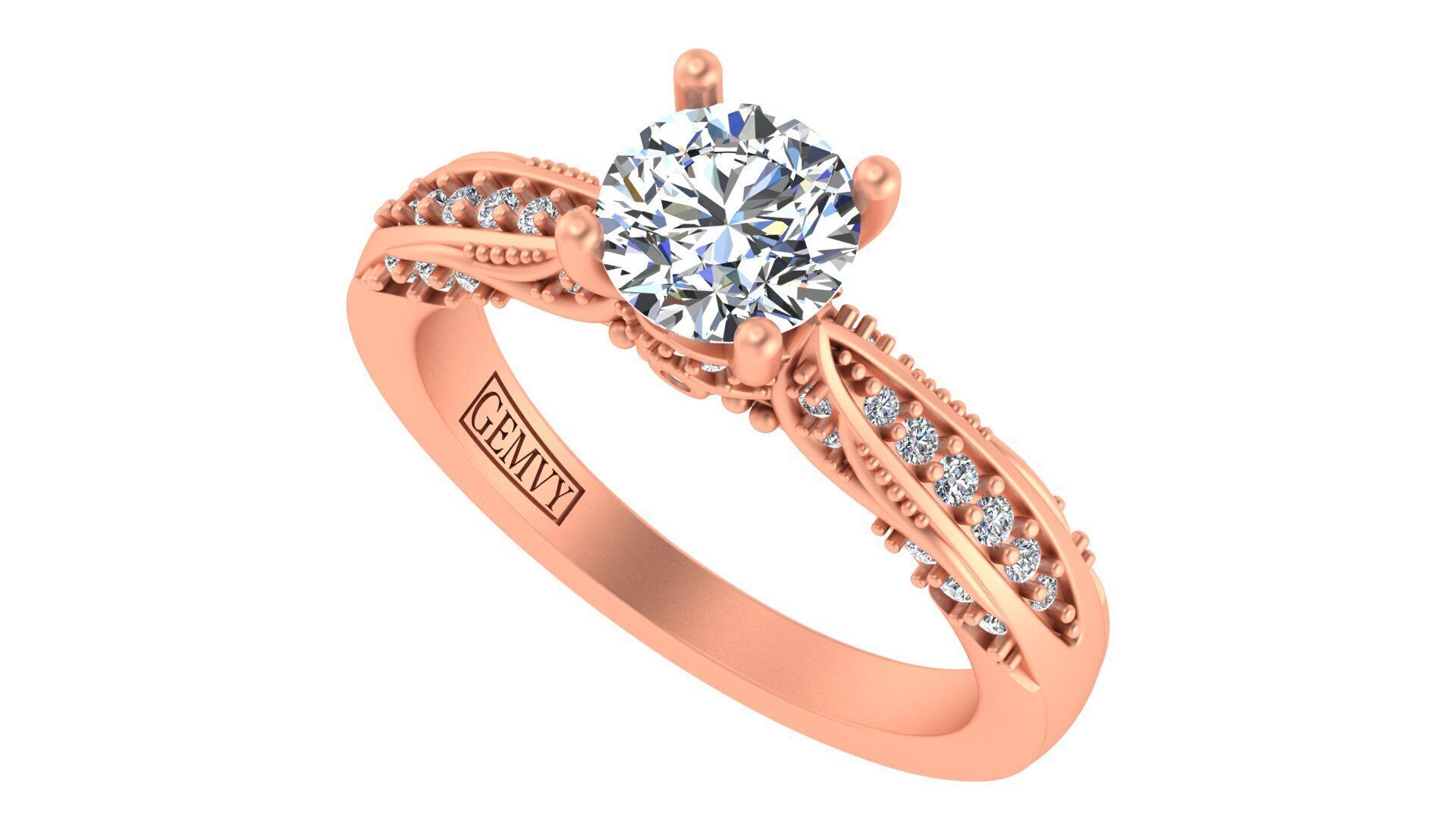 Exquisite Blue Sapphire and Diamond Engagement Ring 3D print model_26