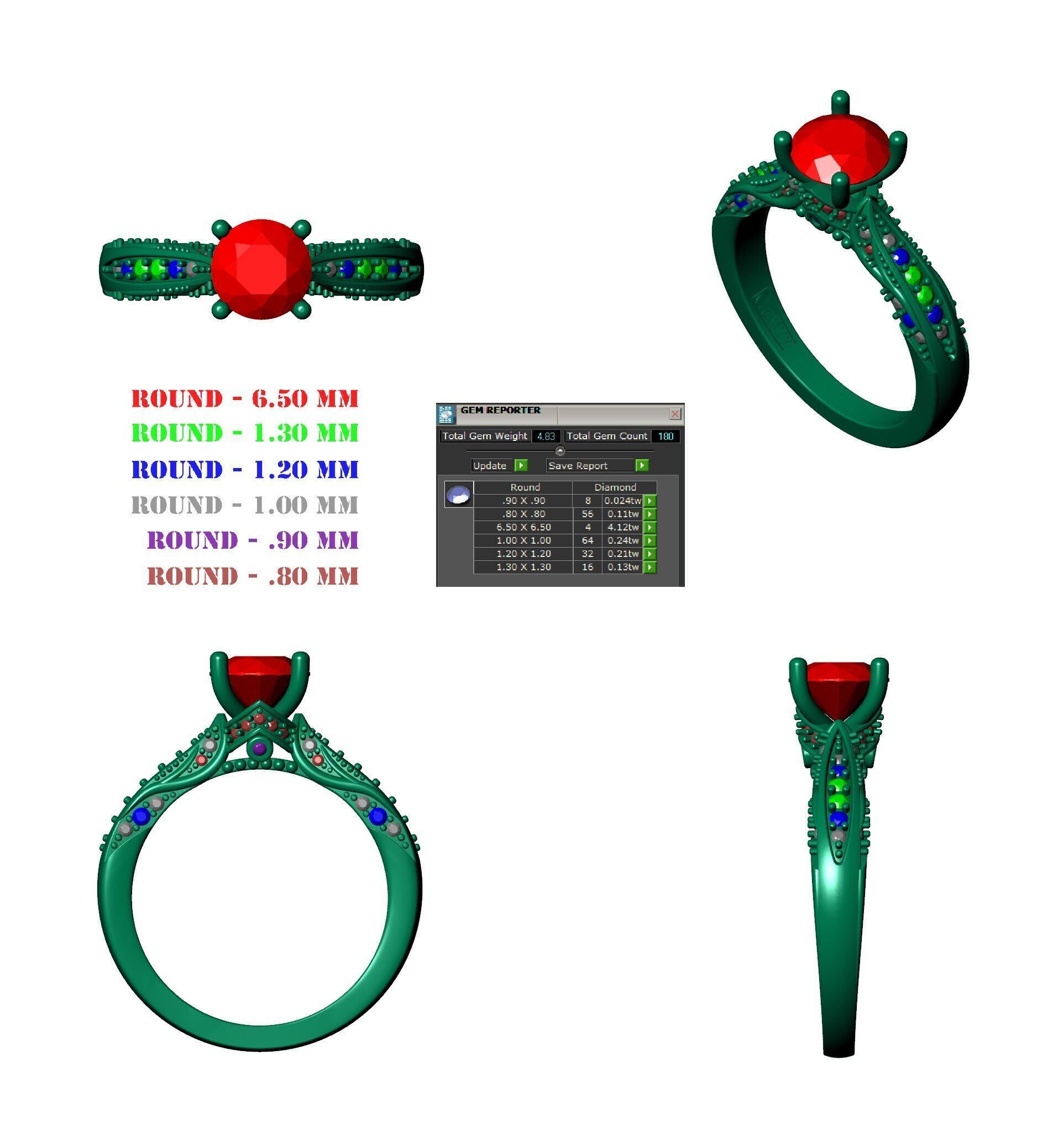 Exquisite Blue Sapphire and Diamond Engagement Ring 3D print model_25