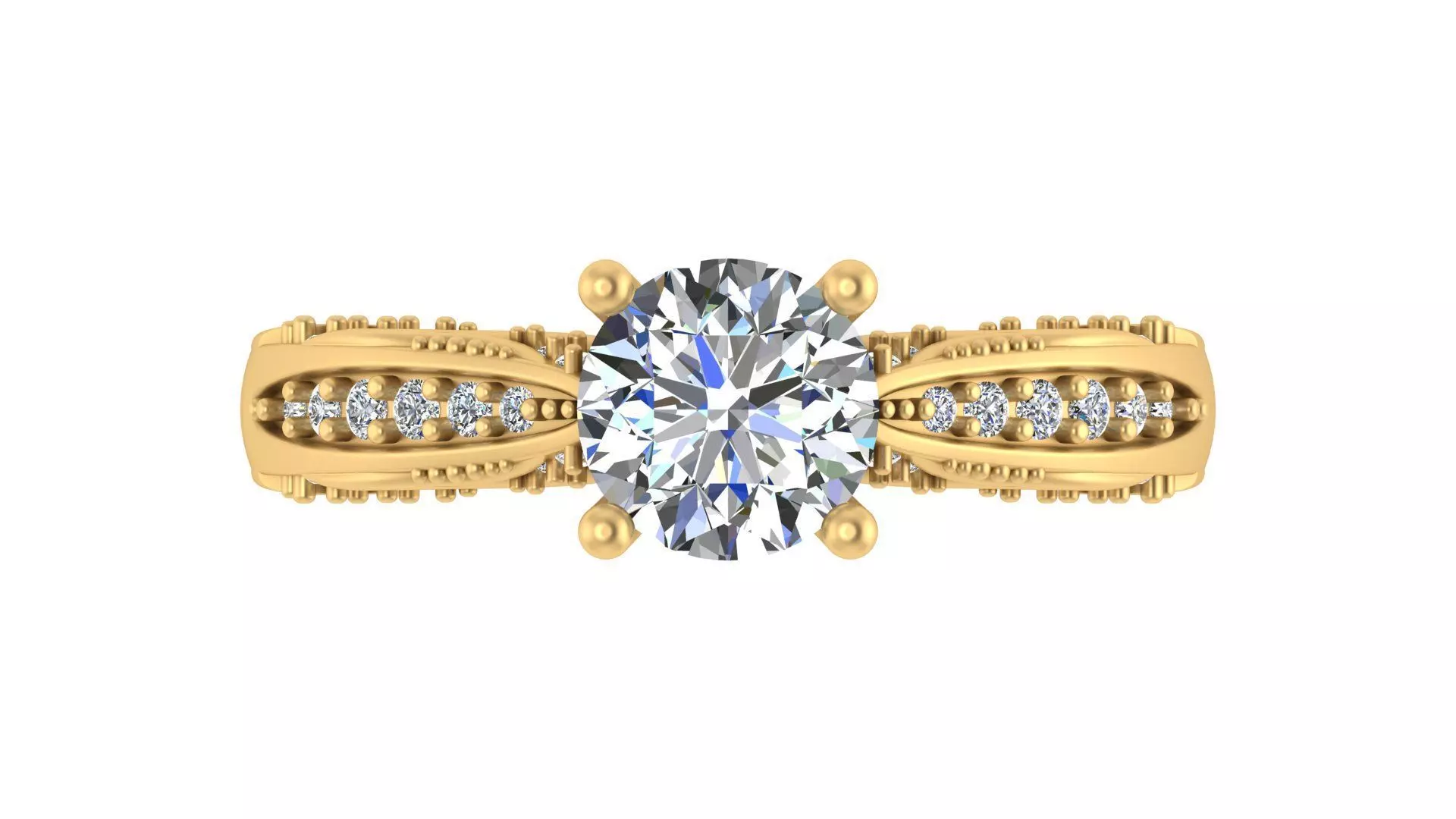 Exquisite Blue Sapphire and Diamond Engagement Ring 3D print model_0