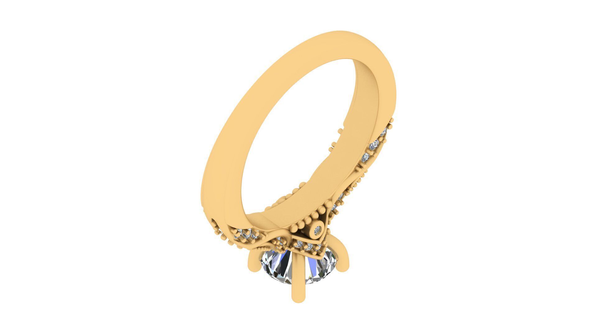 Exquisite Blue Sapphire and Diamond Engagement Ring 3D print model_7