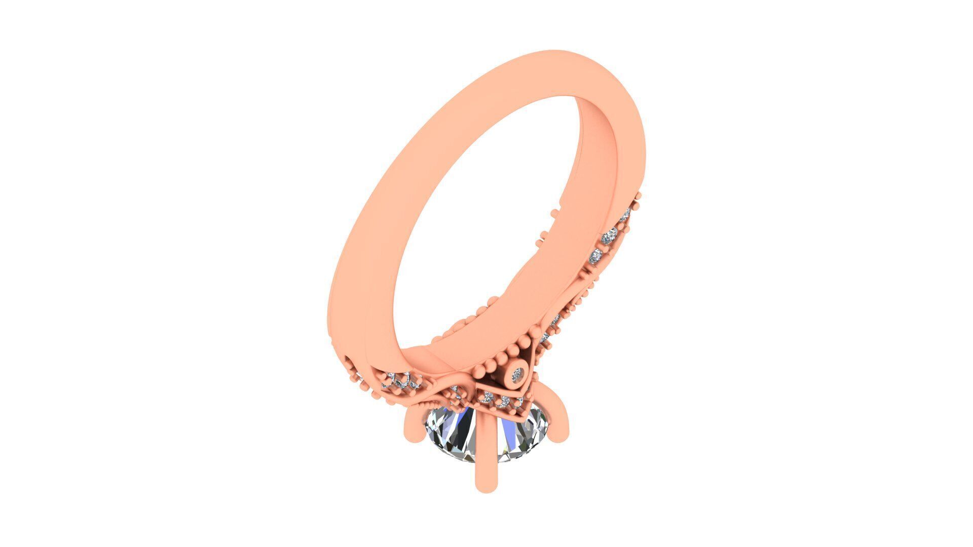 Exquisite Blue Sapphire and Diamond Engagement Ring 3D print model_9