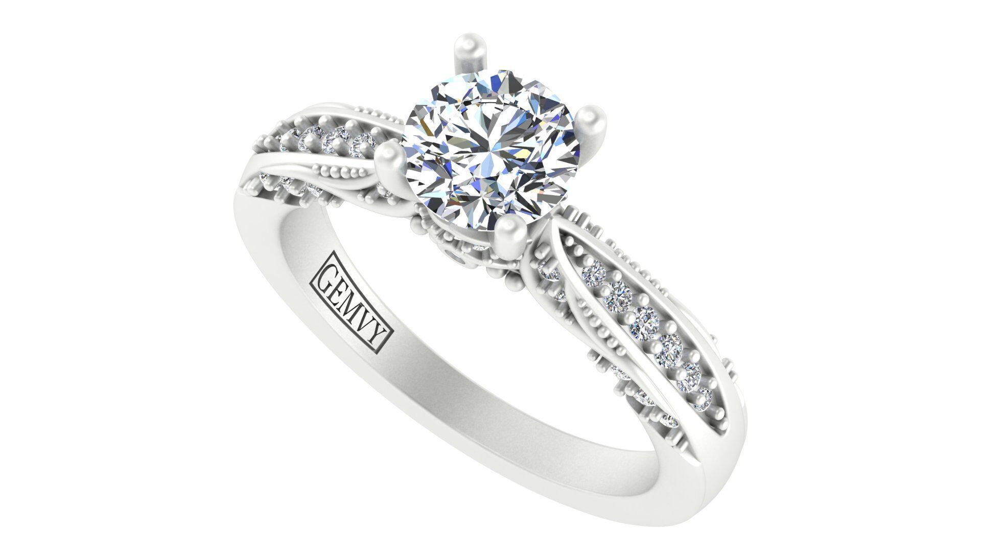 Exquisite Blue Sapphire and Diamond Engagement Ring 3D print model_27