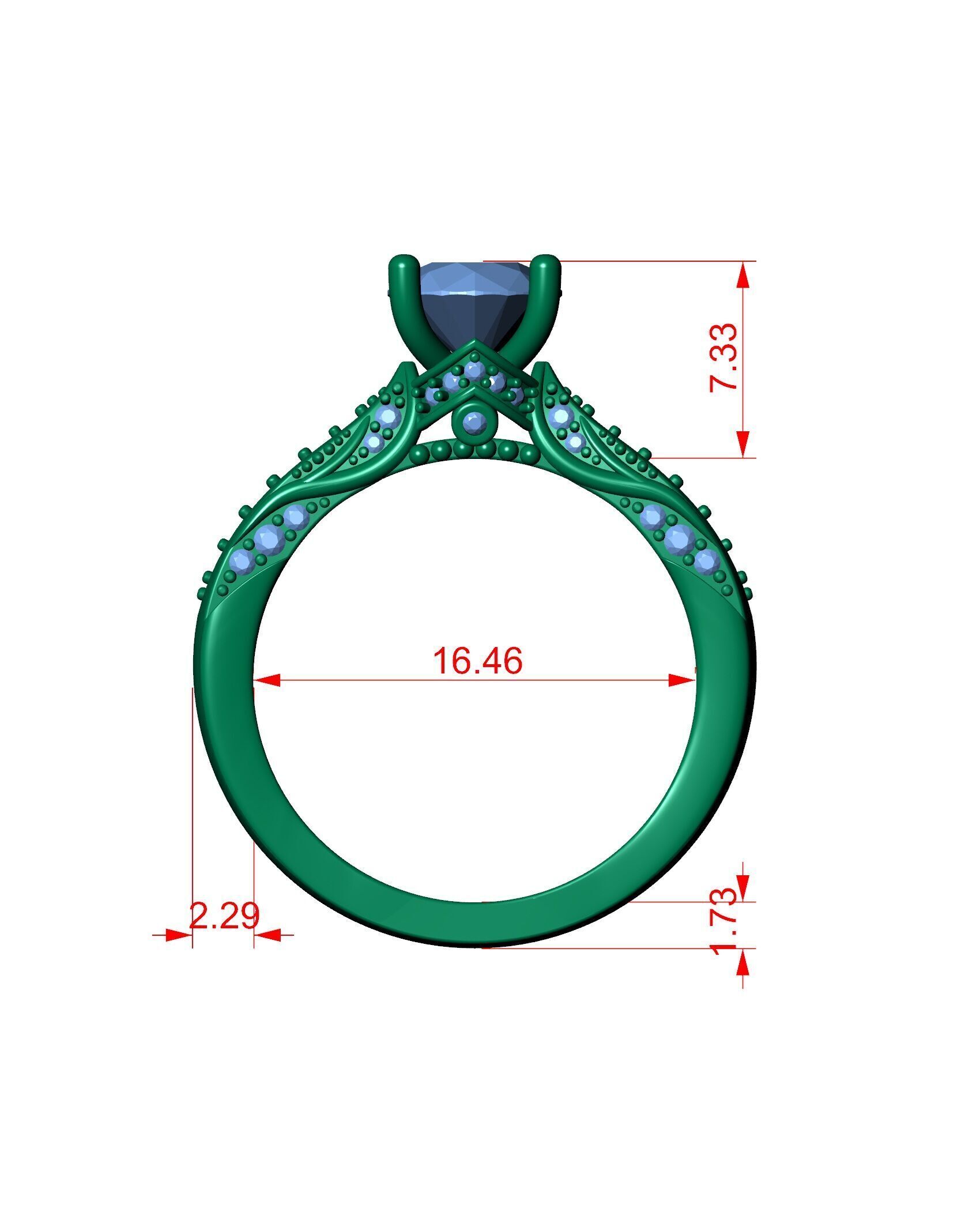 Exquisite Blue Sapphire and Diamond Engagement Ring 3D print model_17