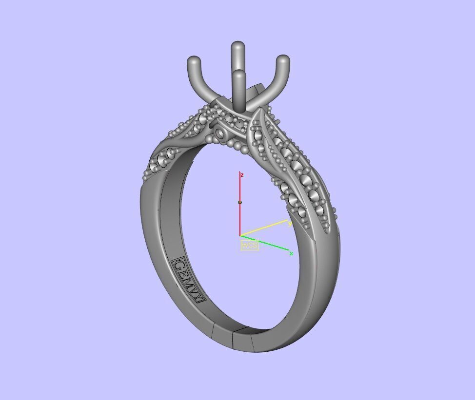 Exquisite Blue Sapphire and Diamond Engagement Ring 3D print model_22